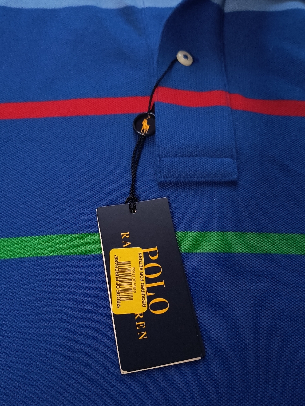 Polo by Ralph Lauren Royal Blue Multi-Stripe Cotton Polo - Picture 6 of 7
